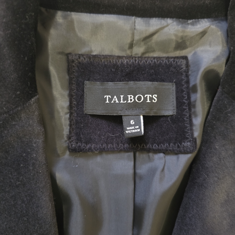 Talbots Black Velvet Blazer Jacket Size 6 - Picture 5 of 8